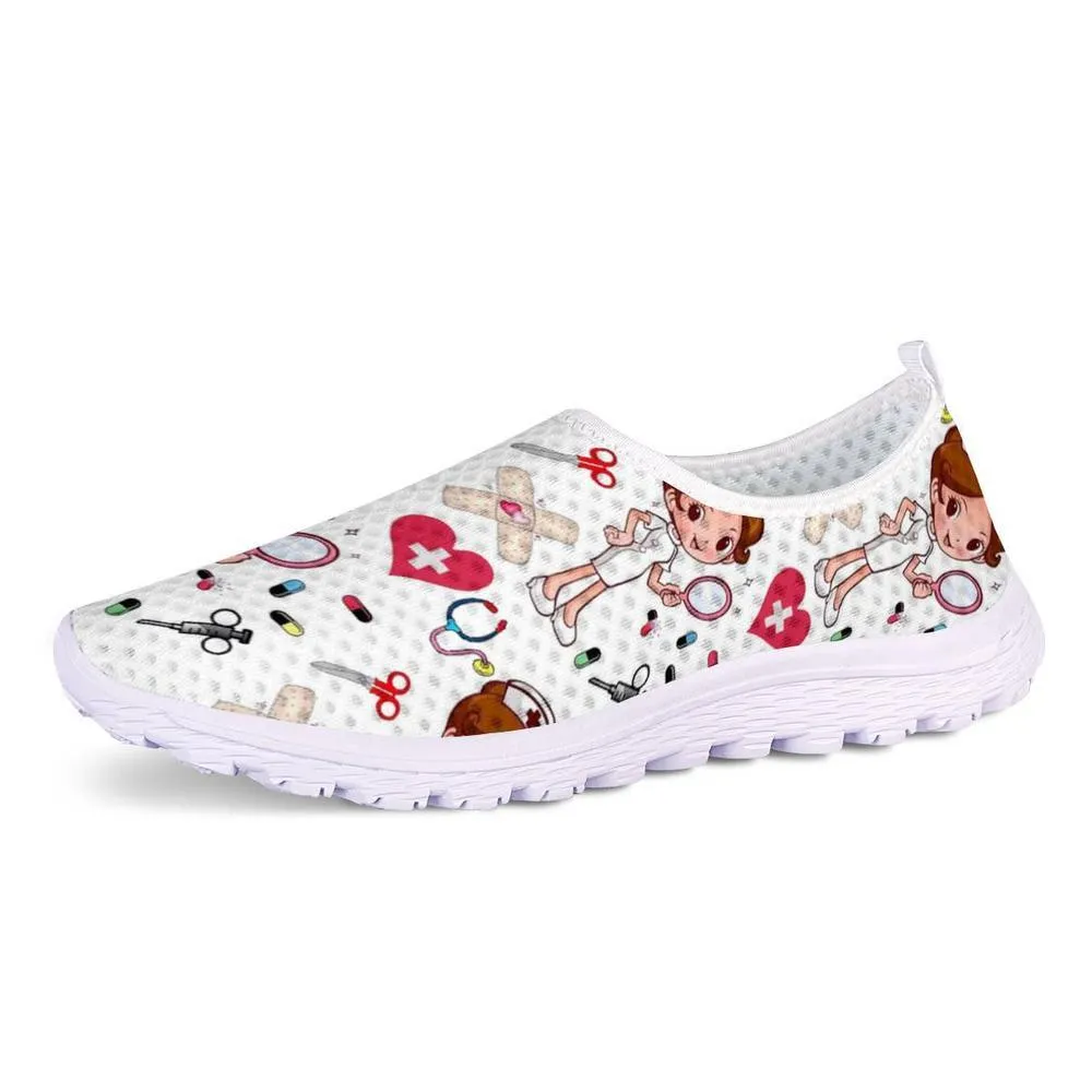 Charming Cartoon Nurse Pattern Sneakers Slip-On Flat Shoes