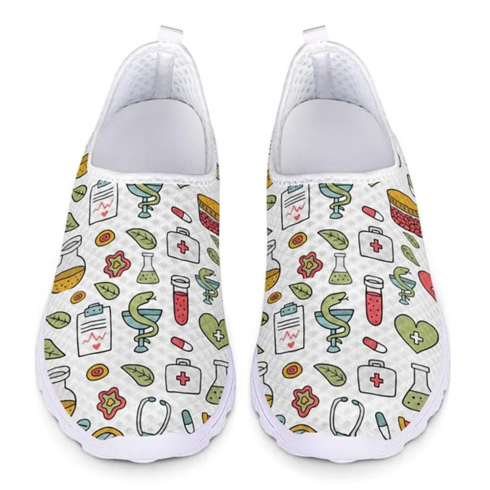 Charming Cartoon Nurse Pattern Sneakers Slip-On Flat Shoes