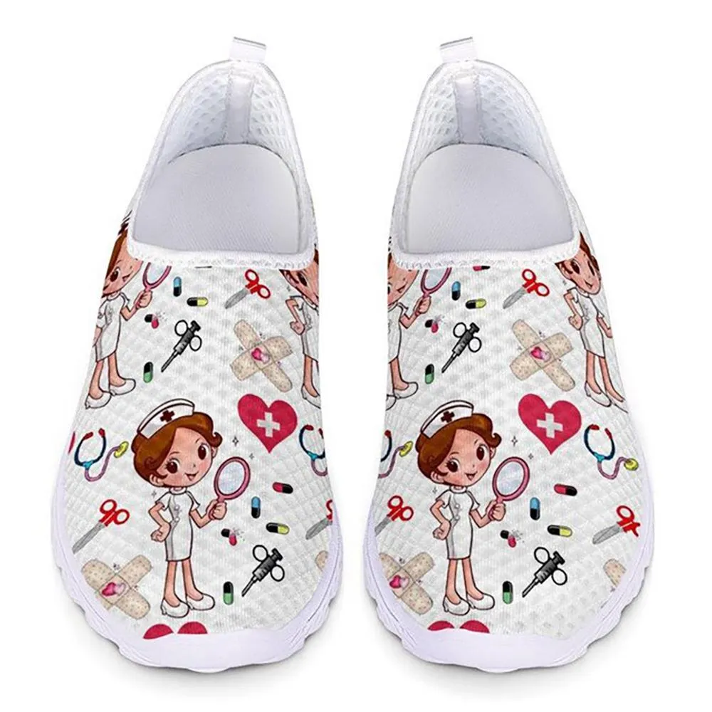 Charming Cartoon Nurse Pattern Sneakers Slip-On Flat Shoes