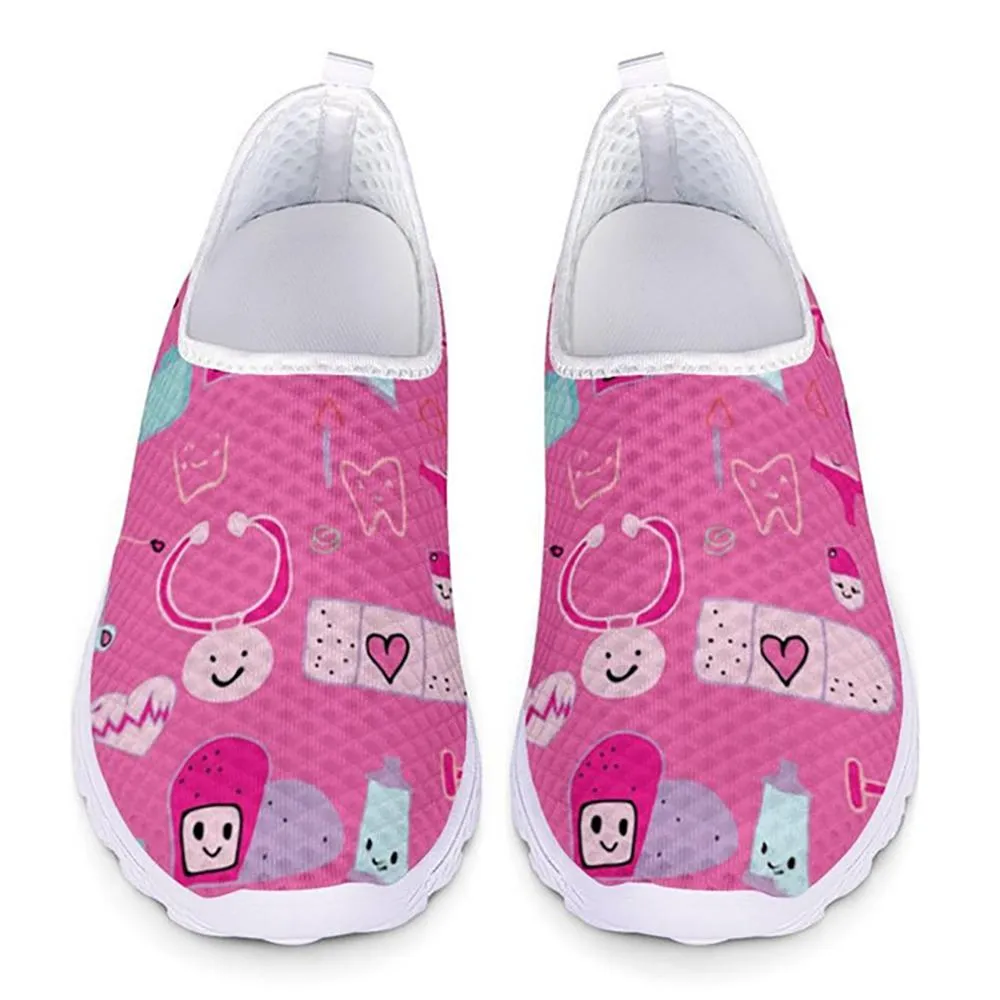 Charming Cartoon Nurse Pattern Sneakers Slip-On Flat Shoes