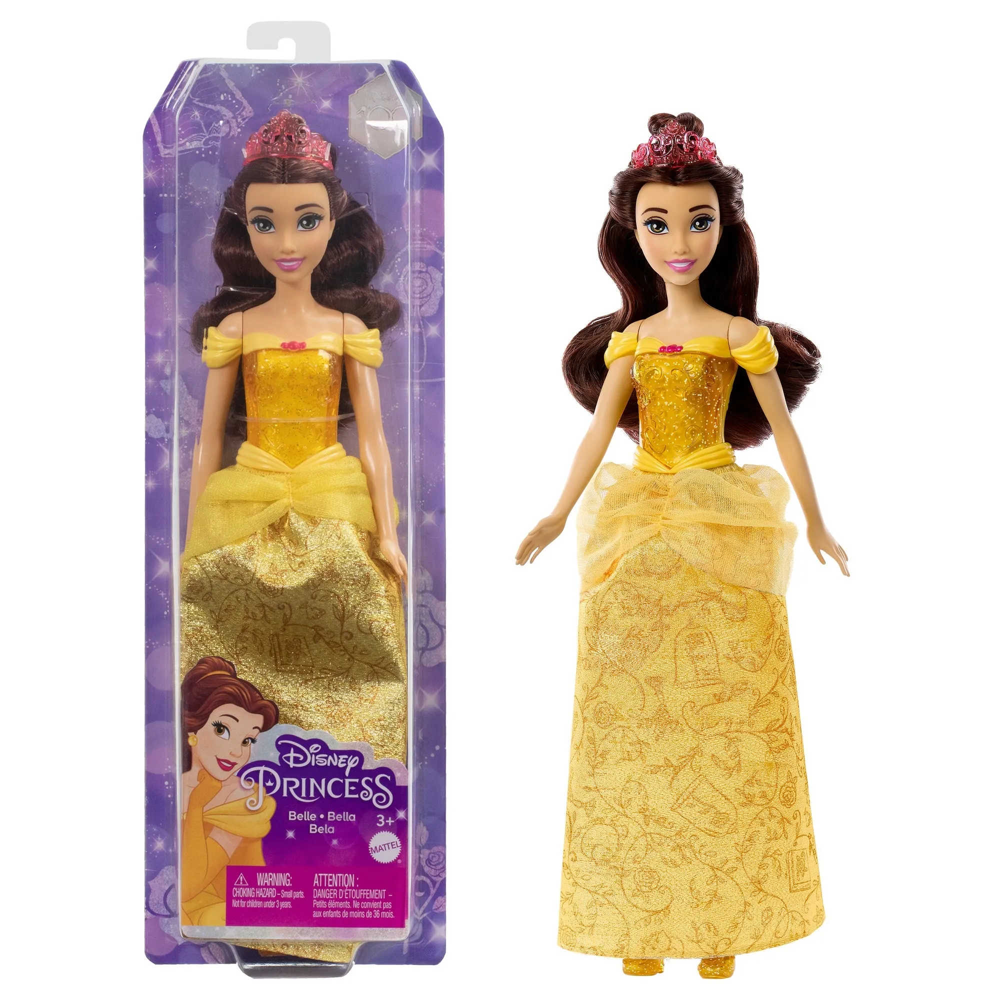 Disney Princess Bella Posable Fashion Doll with Sparkling Clothing and Accessories for Kids Ages 3 