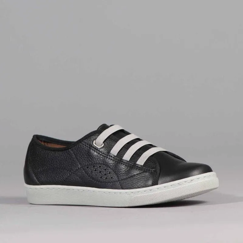 Elasticated Sneaker with Removable Footbed in Black - 12634