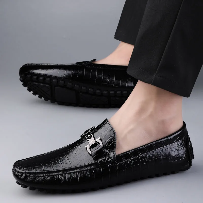 Luxury CrocBlend Crocodile Pattern Slip-On Loafers