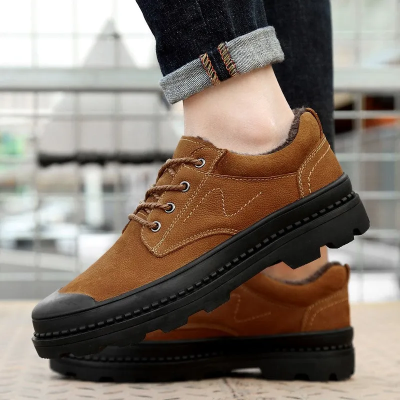 Man's leather popular joker anti-skid platform casual shoes