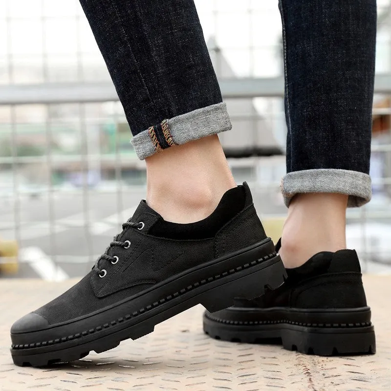 Man's leather popular joker anti-skid platform casual shoes