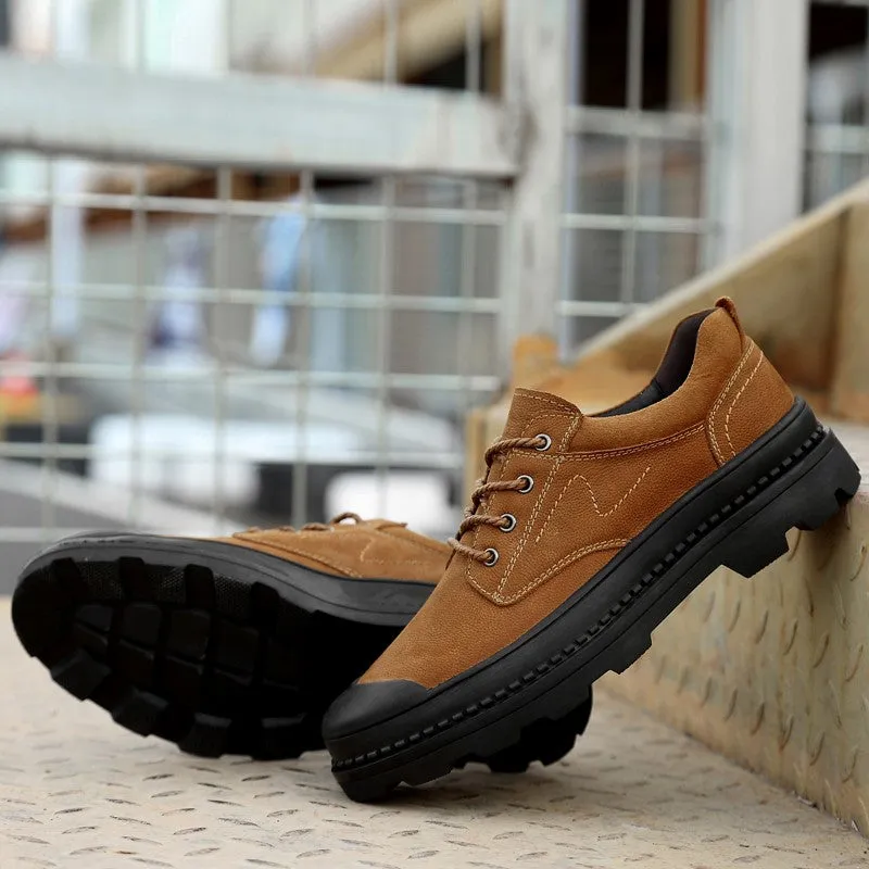 Man's leather popular joker anti-skid platform casual shoes