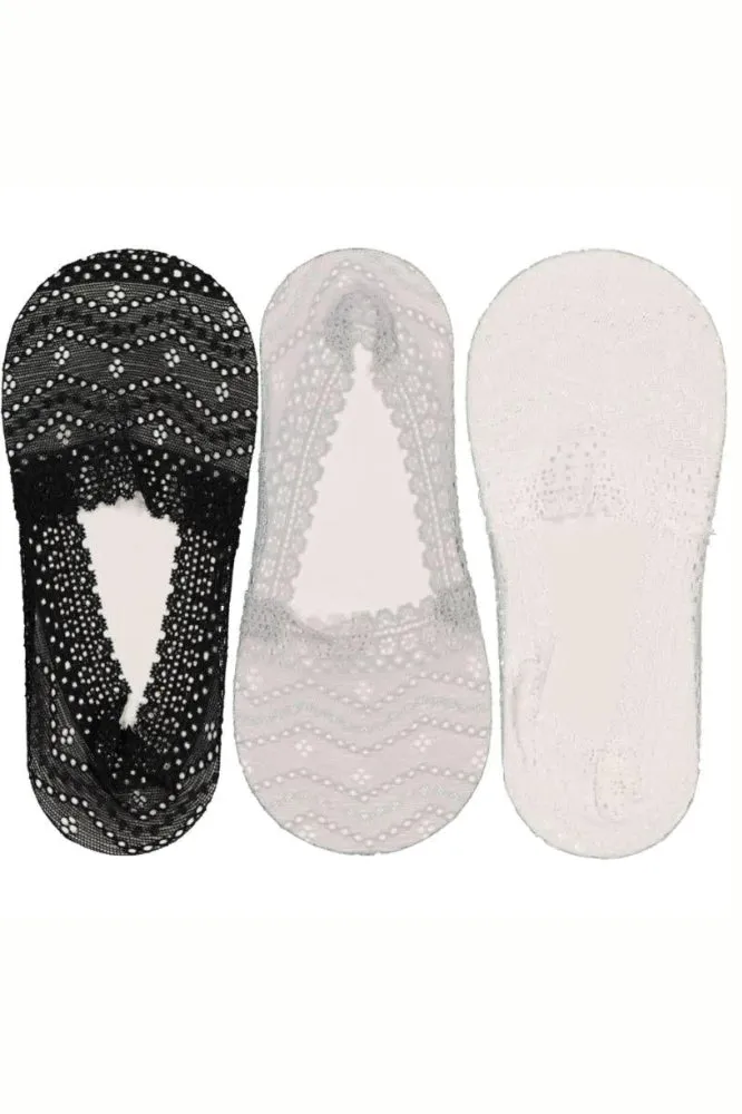 Minx Three Pack Dainty Sockette Black White Grey