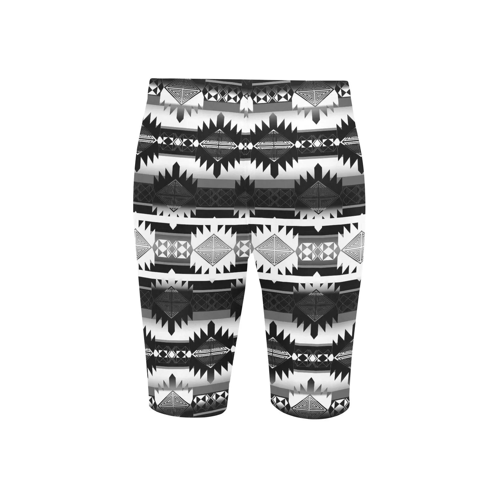 Okotoks Black and White Men's Knee Length Swimming Trunks