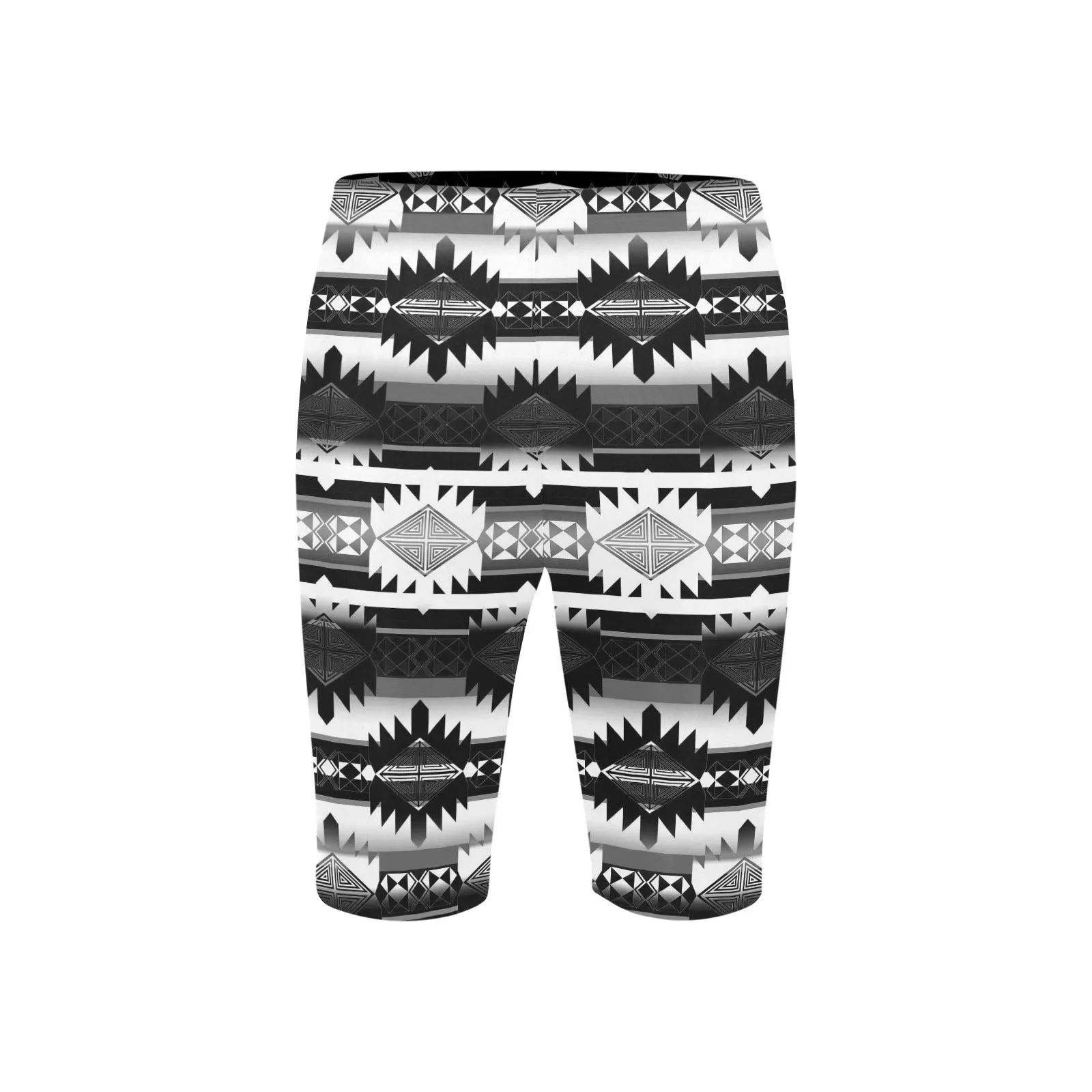 Okotoks Black and White Men's Knee Length Swimming Trunks