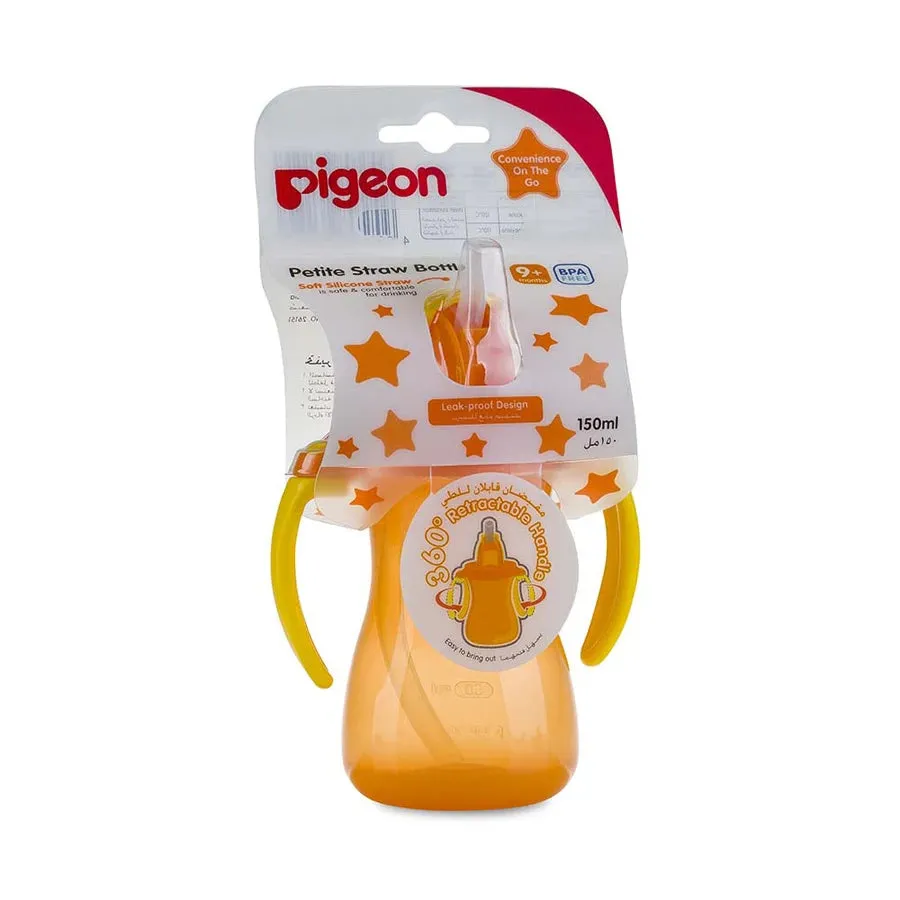 Petite 150ML Pigeon Straw Bottle, Hanging Option - Vibrant Orange