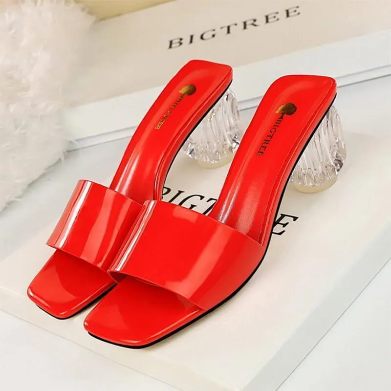 Transparent Chunky Comfortable Open Toe Slip Sandals