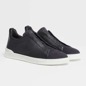 Triple Stitch Grained Leather Sneaker