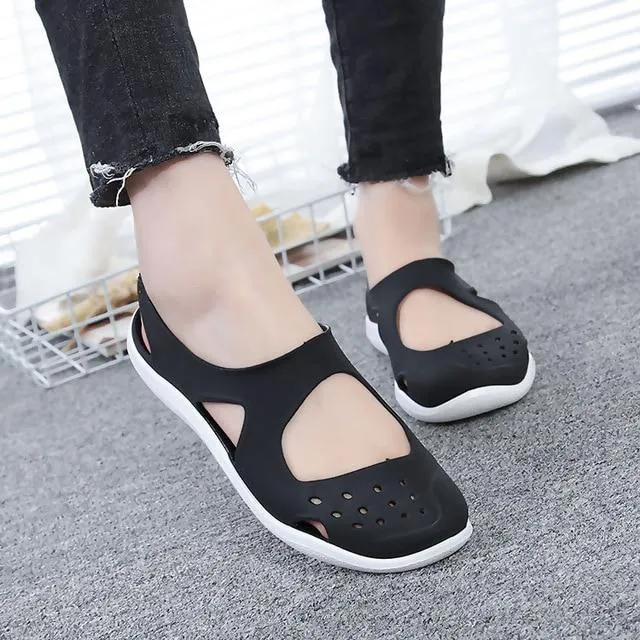 Women's Sandals 2019 Fashion Lady Girl Sandals Summer Women Casual Jelly Shoes Sandals Hollow Out Mesh Flats Beach Sandals